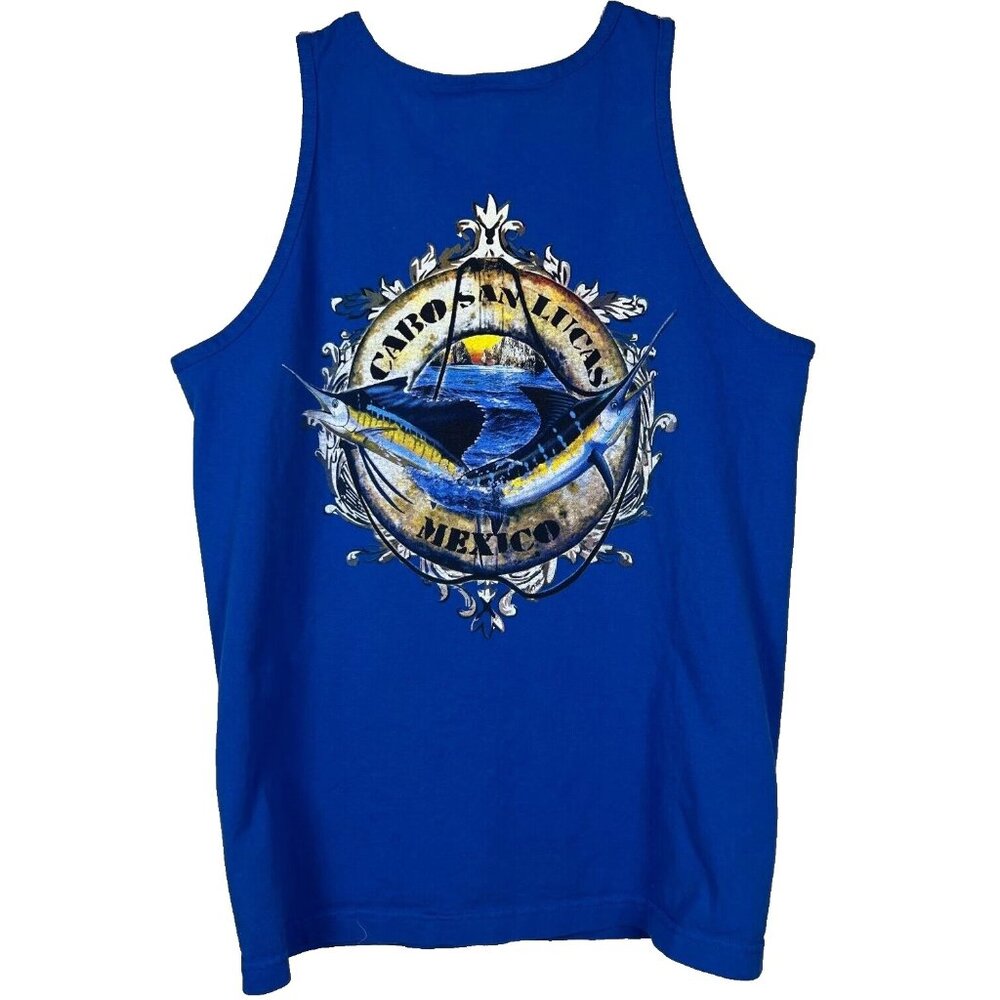 Guy Harvey-inspired Cabo San Lucas Mexico Sz M Men's Tank Top Royal Blue
